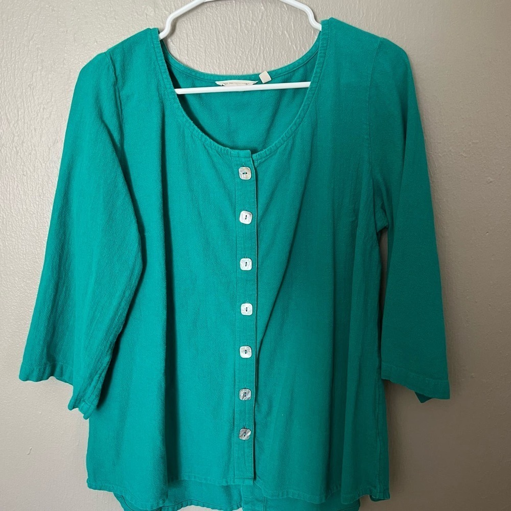 SOFT SURROUNDINGS Bar Harbour Guaze Top Size Large casual comfort 3/4 sleeve